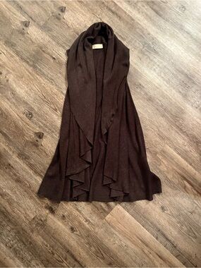 Altar'd State Brown Draped Open-Front Cardigan Vest